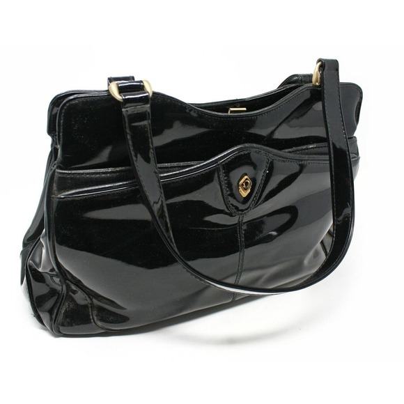 Vintage Almondo Originals Black Patent Leather Style Purse Handbag - Hey Viv - Picture 1 of 6